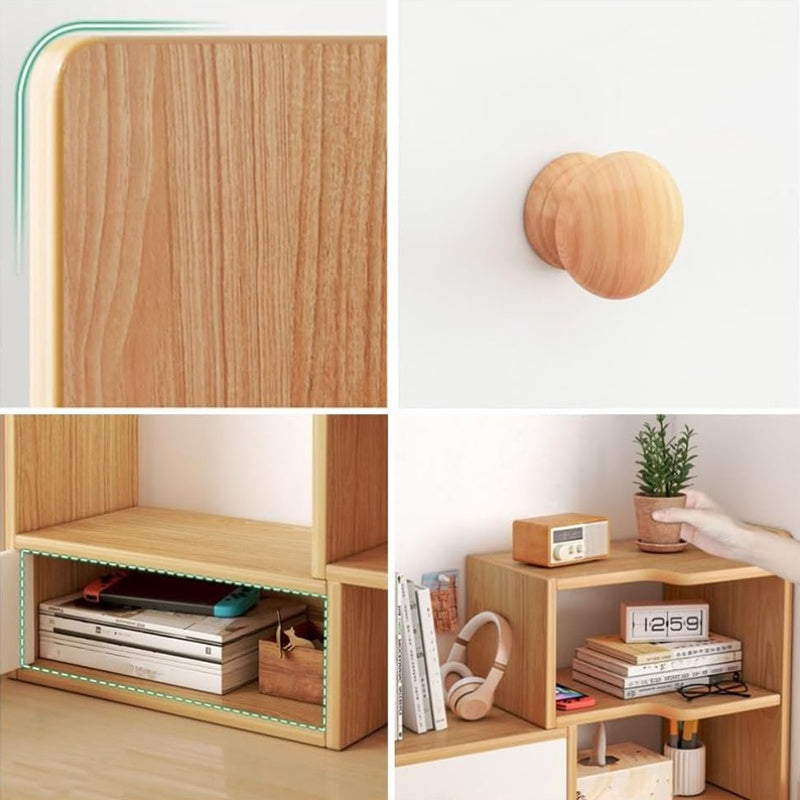 1pc Shelf Desktop Storage Shelf, Student File Shelf, Computer Shelf, Layered Cabinet, Office Storage Shelf, Multi-Layer Storage Shelf, Wooden Display Shelf
