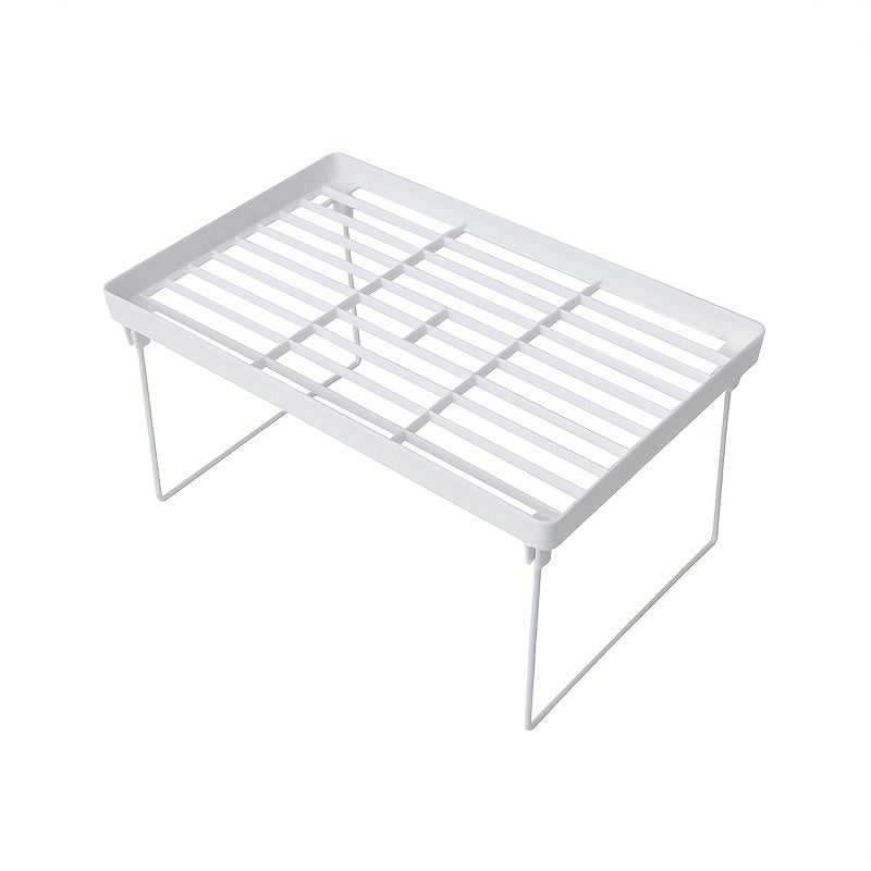 Stackable Metal Storage Rack, Desk Shelf Suitable for Living Room, Bedroom, Kitchen, Bathroom, Desk Storage, Desktop Finishing Rack Can Be Stacked In Multiple Layers, Large, White