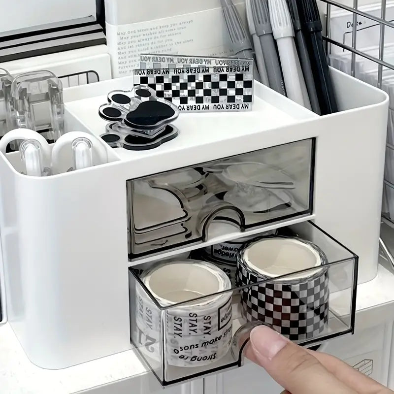 SHARKWOODS Multi-Functional Pencil Pen Holder, Desktop Storage Box, Large Capacity, Multi Grid, High Aesthetic Pen Holder with 5 Compartments, Stationery Sorting And Storage Rack for Home Office