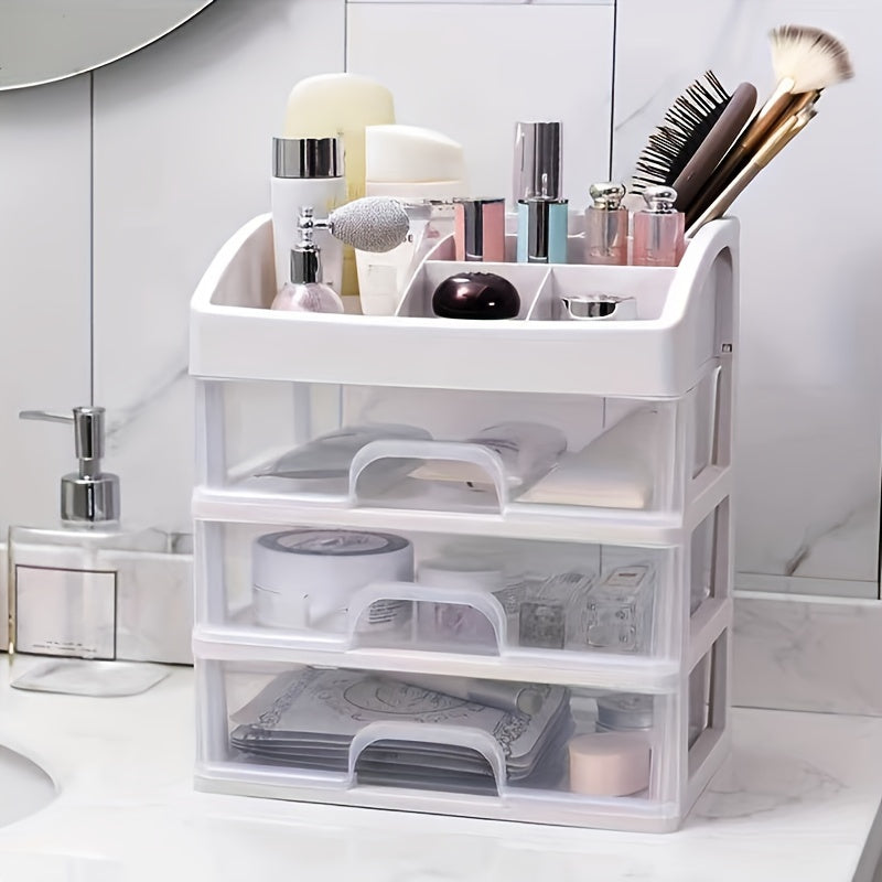 1 One 4 Layers Desk Storage Box, Large Capacity with Drawer Organizing Box, Cosmetics Organizing Box, Desktop Storage Rack, Storage Assistant, School Season, Back to School Supplies, Girl Gifts