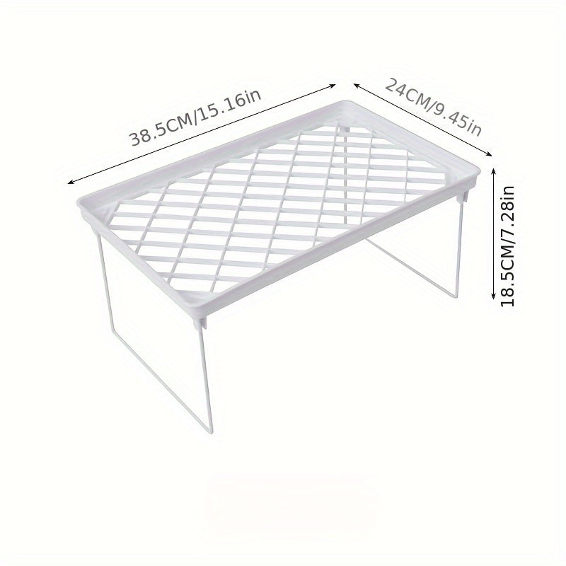 Stackable Metal Storage Rack, Desk Shelf Suitable for Living Room, Bedroom, Kitchen, Bathroom, Desk Storage, Desktop Finishing Rack Can Be Stacked In Multiple Layers, Large, White