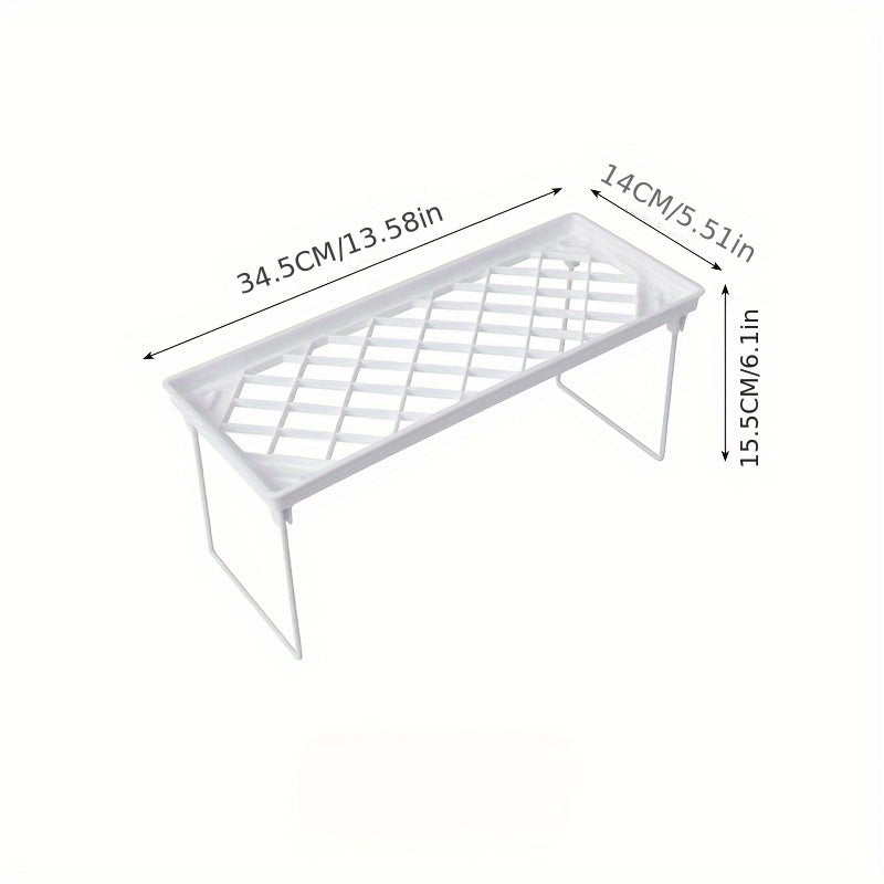 Stackable Metal Storage Rack, Desk Shelf Suitable for Living Room, Bedroom, Kitchen, Bathroom, Desk Storage, Desktop Finishing Rack Can Be Stacked In Multiple Layers, Large, White
