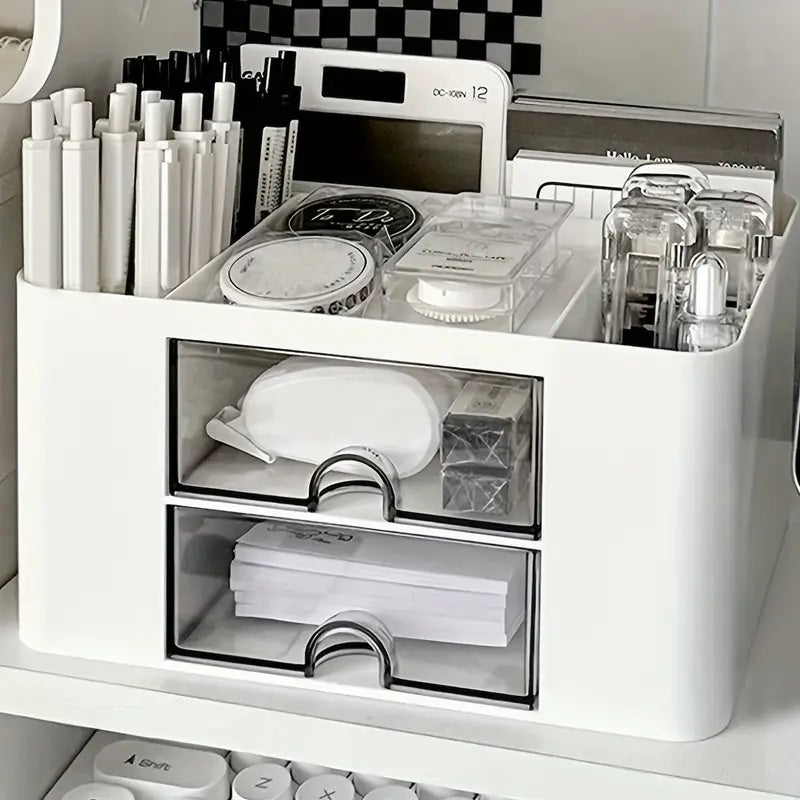 SHARKWOODS Multi-Functional Pencil Pen Holder, Desktop Storage Box, Large Capacity, Multi Grid, High Aesthetic Pen Holder with 5 Compartments, Stationery Sorting And Storage Rack for Home Office