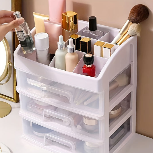 1 One 4 Layers Desk Storage Box, Large Capacity with Drawer Organizing Box, Cosmetics Organizing Box, Desktop Storage Rack, Storage Assistant, School Season, Back to School Supplies, Girl Gifts