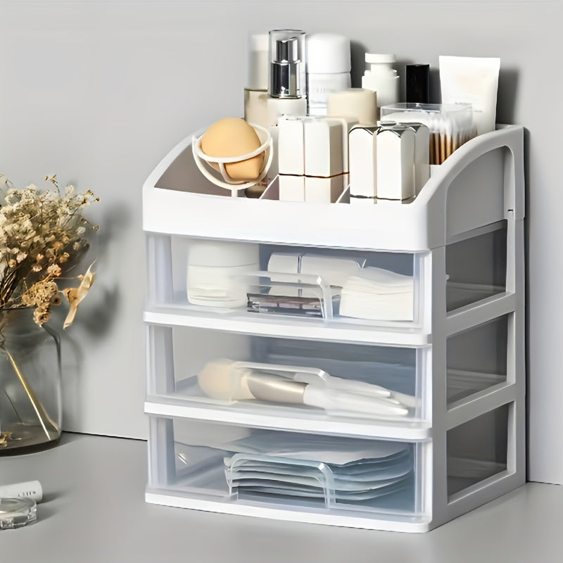 1 One 4 Layers Desk Storage Box, Large Capacity with Drawer Organizing Box, Cosmetics Organizing Box, Desktop Storage Rack, Storage Assistant, School Season, Back to School Supplies, Girl Gifts