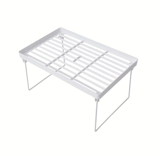 Stackable Metal Storage Rack, Desk Shelf Suitable for Living Room, Bedroom, Kitchen, Bathroom, Desk Storage, Desktop Finishing Rack Can Be Stacked In Multiple Layers, Large, White