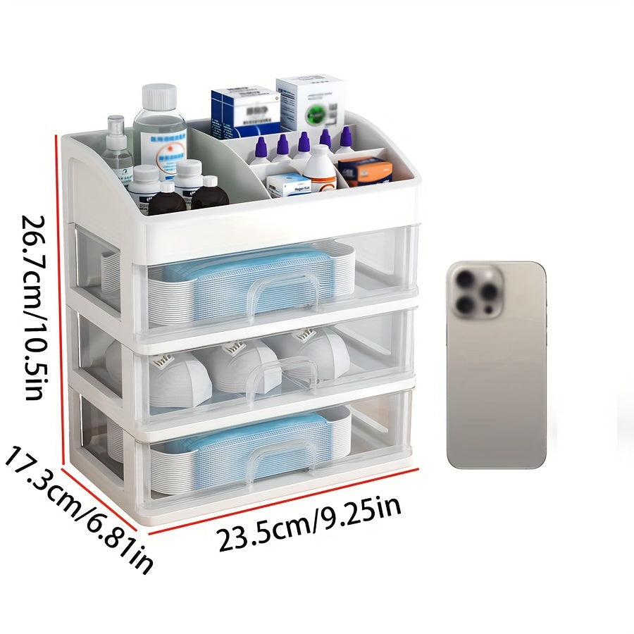 1 One 4 Layers Desk Storage Box, Large Capacity with Drawer Organizing Box, Cosmetics Organizing Box, Desktop Storage Rack, Storage Assistant, School Season, Back to School Supplies, Girl Gifts