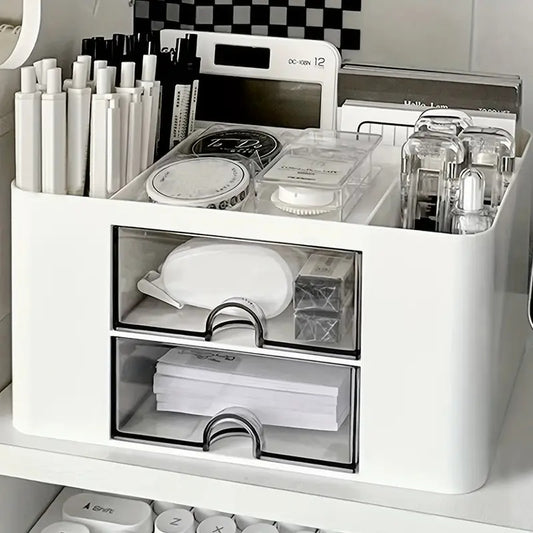 SHARKWOODS Multi-Functional Pencil Pen Holder, Desktop Storage Box, Large Capacity, Multi Grid, High Aesthetic Pen Holder with 5 Compartments, Stationery Sorting And Storage Rack for Home Office